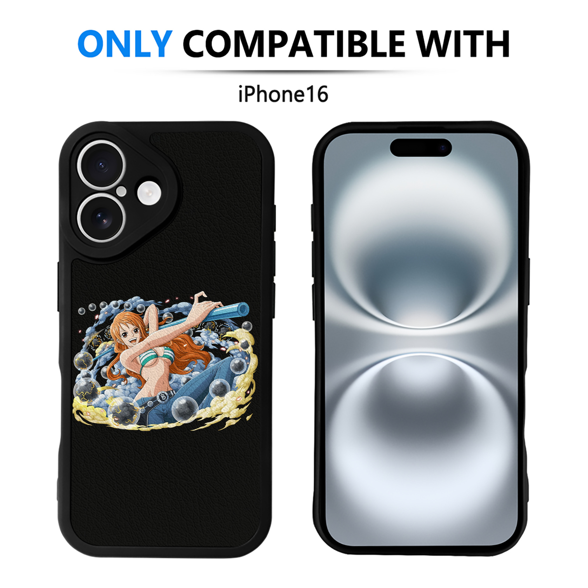 （画像用） ワンピース ナミ ONE PIECE Nami 【iPhone 16シリーズ対応】シリコンスマホケース（レザー調） 材質：シリコン